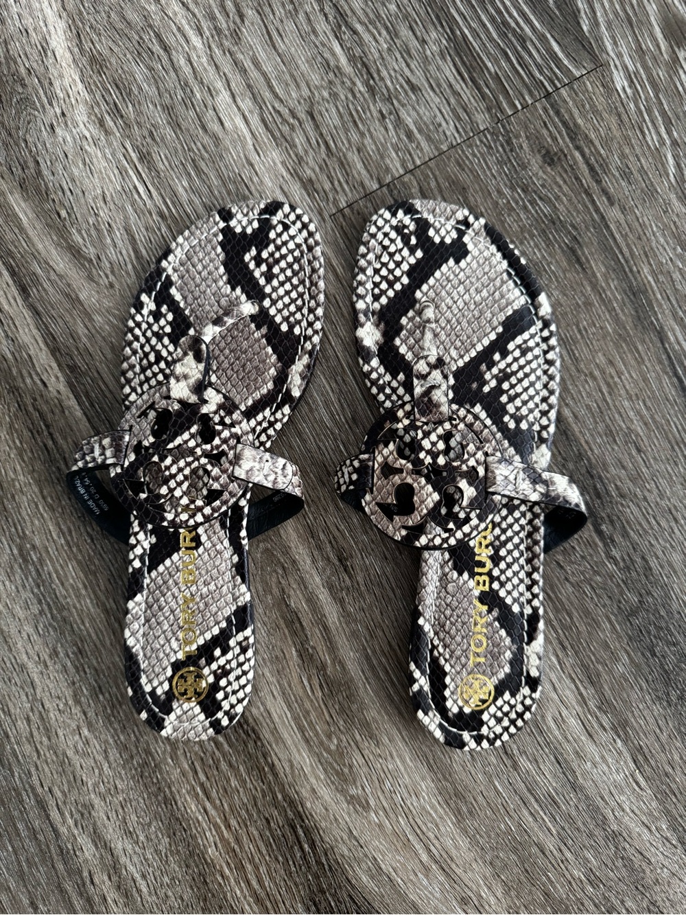 Tory Burch Snake-Print Miller Logo Sandals